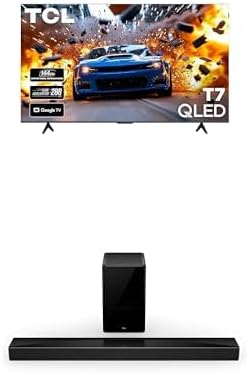 TCL 65-Inch T7 Series (65T7, 2025 Model) 4K QLED with Dolby Vision HDR & Dolby Atmos Smart TV with Google TV + Q75H Q Class 5.1.2 Channel Soundbar with Dolby Atmos