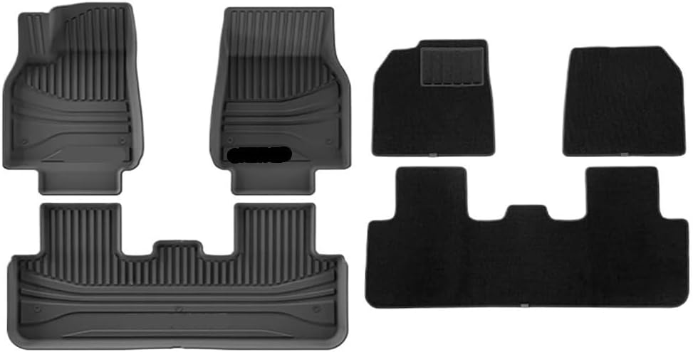 Compatible with Tesla Model Y Launch 2025+ Juniper TPE Floor Mats & Cargo Liner, All Weather Trunk Mats Floor Liner Backrest Mats LHD(Orange)