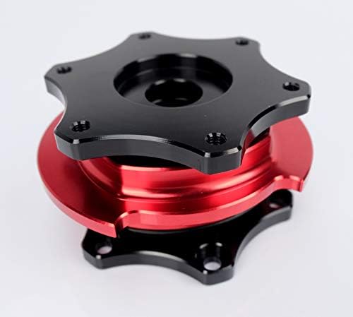 NRG Innovations NRG-SRK-R200BK-RD Steering Wheel Quick Release Adapter Black Shinny Body/Red Shinny Ring SFI SPEC 42.1, 6x70mm Bolt Pattern