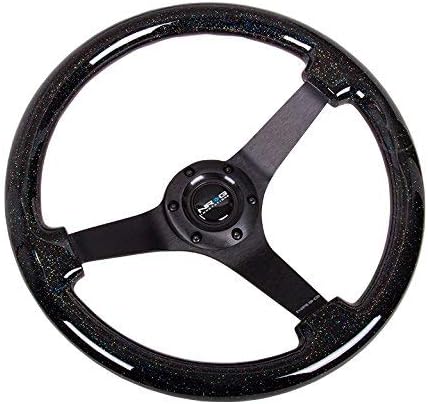 Auto Dynasty NRG Innovations Rein Replacement forced RST-036BSB-BK 350mm 3' Deep Dish Neo Chrome Spoke Galaxy Sparkle Wood Steering Wheel