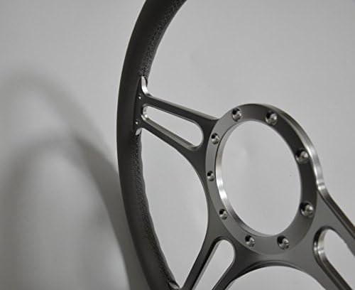 14''Satin Troika Billet Full Wrap 9 Bolts Steering Wheel with 2'' Dish and Horn Button (Black)