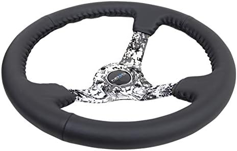 NRG Innovations NRG-RST-036DC-R Reinforced Steering Wheel, Hydro Dipped Digital Camo 3' Deep, 5mm Spoke, 350mm Sport Steering Wheel Black Leather With Black Baseball Stitching