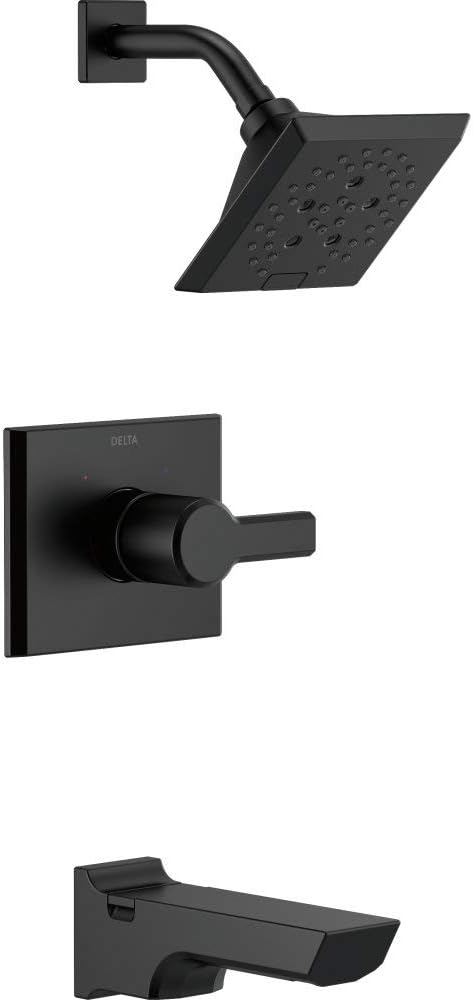 Delta Faucet Pivotal 14 Series Single-Function Tub and Shower Trim Kit, Shower Faucet, 5-Spray H2Okinetic Shower Head, Matte Black T14499-BL (Valve Not Included)