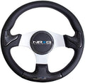NRG Innovations NRG-ST-014CFSL Carbon Fiber Steering Wheel 350mm, Silver Frame Black Stitching with Rubber Cover Horn Button