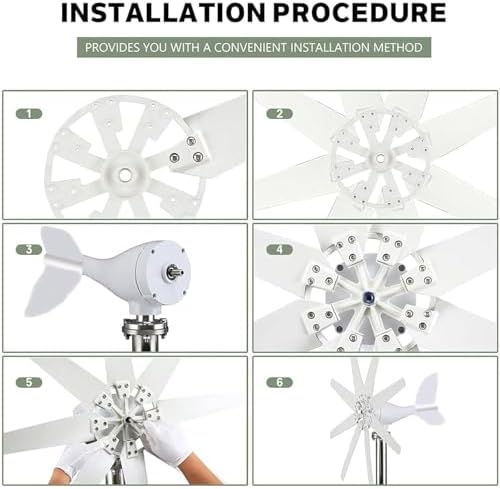 9000W Wind Turbine Generator - 12V/24V/48V Windmill Energy System, 8-Blade Low RPM Wind Generator for Home & Marine, Efficient Eco-Friendly Renewable Energy Solution