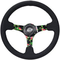 NRG Innovations NRG-RST-036TROP-S Reinforced Steering Wheel - 3: Deep, 5mm Floral Spoke, 350mm Diameter Black Premium Suede Steering Wheel