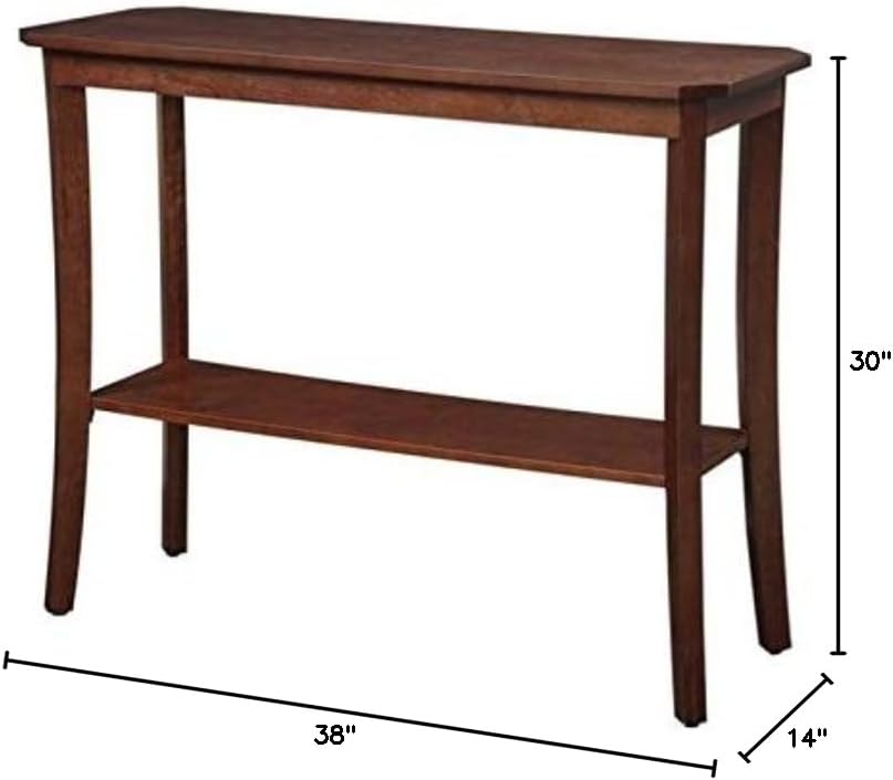 Pemberly Row Wood Console Table, 30' H x 38' W x 14' D, Mahogany Finish, Bottom Shelf, Versatile Storage, Classic Design for Entryway or Living Room Decor