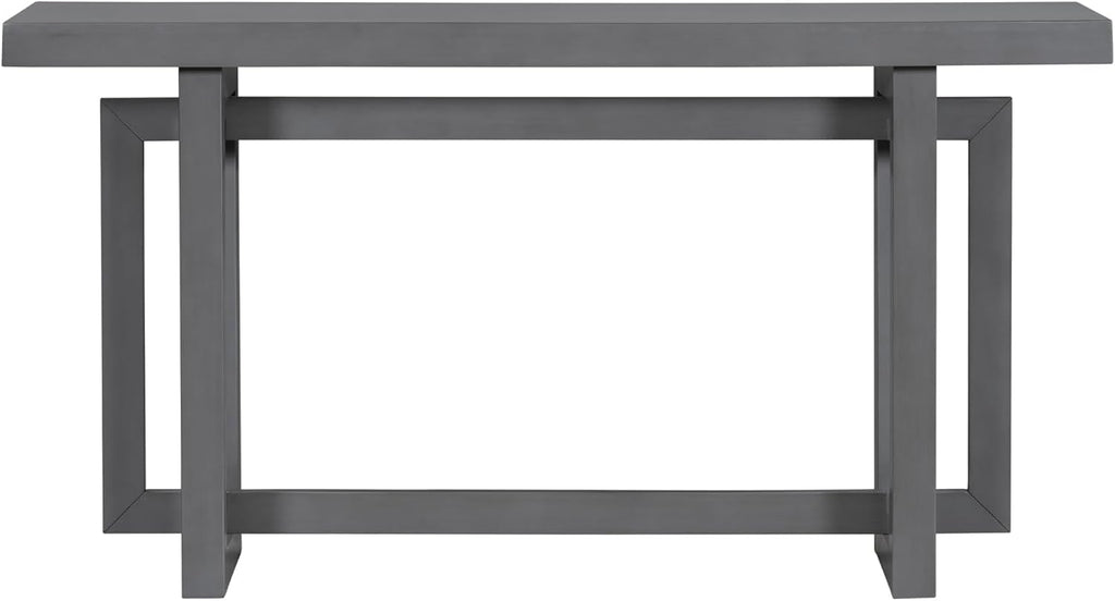 Merax 60 in Gray Console Table, Entryway Wood Minimalism Industrial Style Sofa Side Display for Entry Way, Hallway, Couch, Living Room, Foyer