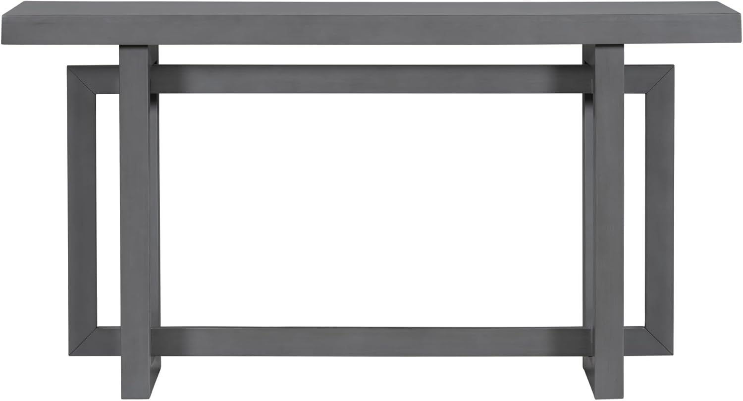 Merax 60 in Gray Console Table, Entryway Wood Minimalism Industrial Style Sofa Side Display for Entry Way, Hallway, Couch, Living Room, Foyer