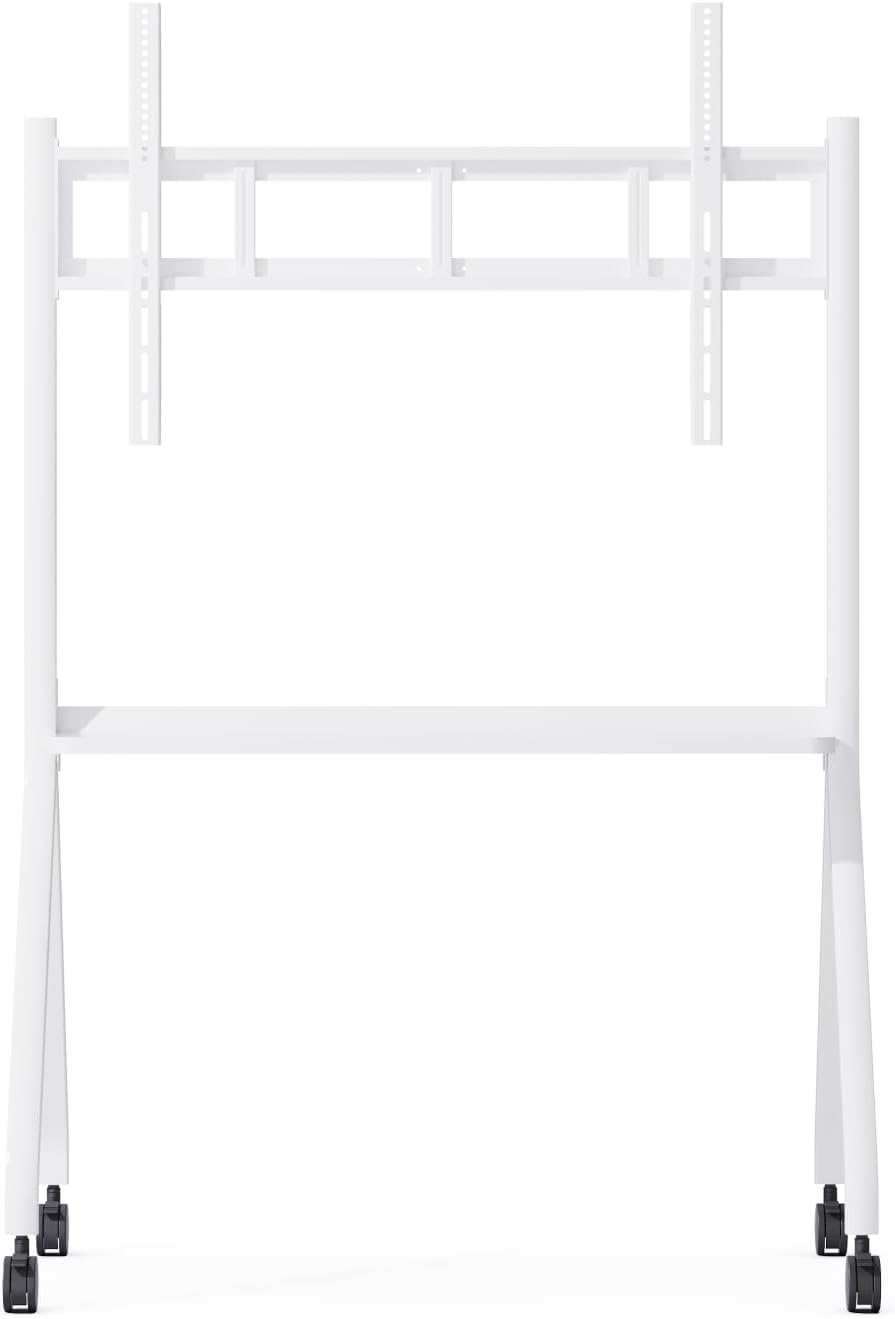 Mobile Stand for 43'- 75'' Smart Board, Heavy Duty Rolling TV Stand with Locable Wheels, Height Adjustable Holds up to 300lbs, Whiteboard Portable Cart on Wheels