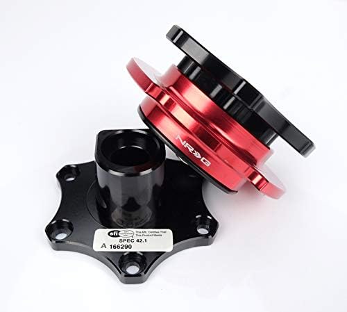 NRG Innovations NRG-SRK-R200BK-RD Steering Wheel Quick Release Adapter Black Shinny Body/Red Shinny Ring SFI SPEC 42.1, 6x70mm Bolt Pattern