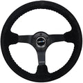 NRG Innovations NRG-RST-036MB-S-BK Reinforced Steering Wheel 3' Deep, 5mm Matte Black Spoke, 350mm Sport Steering Wheel Black Suede With Black Baseball Stitching