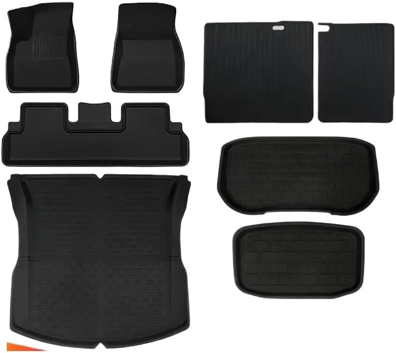 Compatible with Tesla Model 3 Highland 2024 XPE Floor Mats All Weather Trunk Floor Mat WP Non-Slip Cargo Liners Left Right Rubber(M3 8PCS LHD)