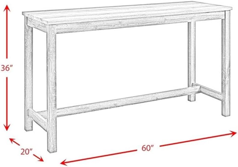 BOWERY HILL Wood Bar Table Set, Light Oak 3D Paper Finish, Includes Rectangular Table & 3 Upholstered Stools with Button Tufted Seats, USB Ports & Power Strip for Living Room or Nook, 60 in x 20 in x