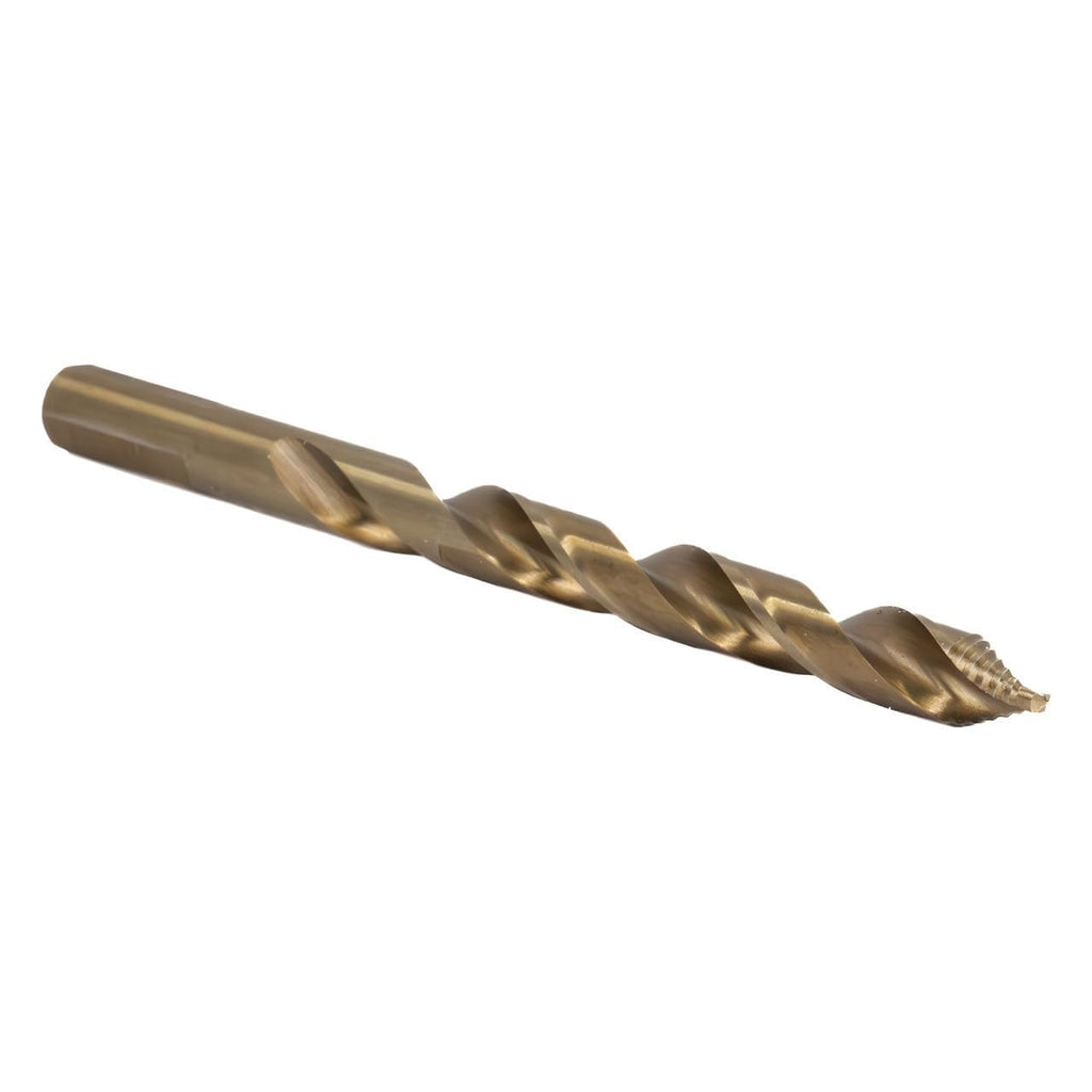 Drill America 15 Piece Cobalt Stepped Point Drill Bit Set in Round Case w/Gold Oxide Finish for Drilling Acrylic, Steel, Hard Metals, Sizes 1/16' to 1/2' x 32nds