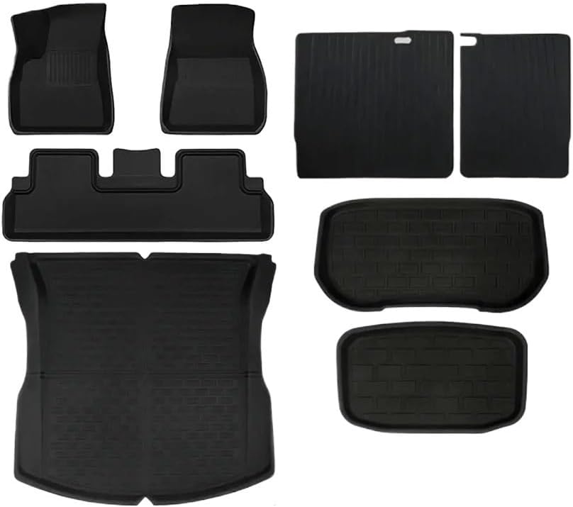 Compatible with Tesla Model 3 Highland 2024 XPE Floor Mats All Weather Trunk Floor Mat WP Cargo Liners Left Right Rubber(M3 8PCS LHD)