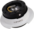 NRG Innovations NRG-SRK-250BK-WT Gen 2.5 Race Steering Wheel Quick Release Kit Adapter (Black Body Color) / White Ring W/Finger Grooves, 6x70 and 6x74mm Bolt Patterns
