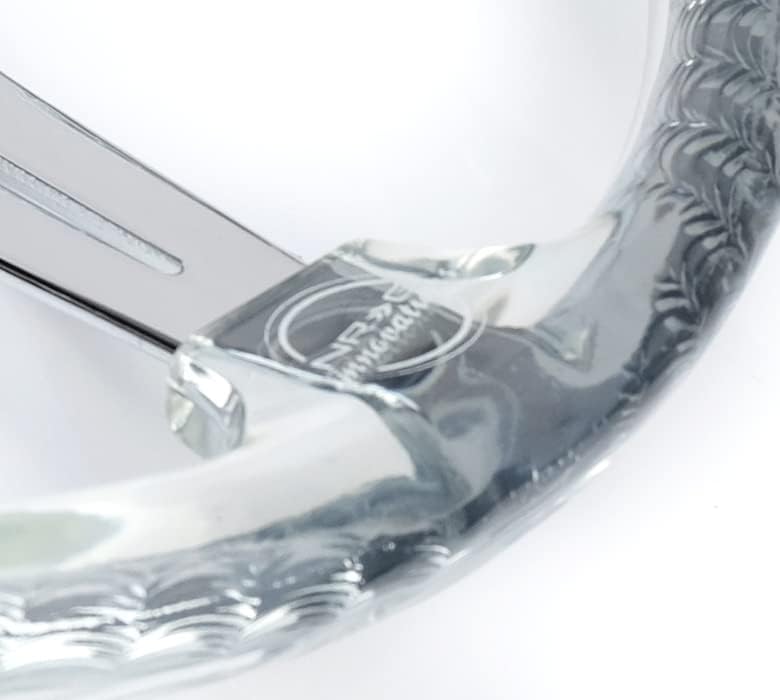 NRG Innovations NRG-RST-027CH-CL Reinforced Steering Wheel 350mm 2' Deep Dish Clear Acrylic Steering Wheel in Clear and Geometric NeoChrome Spoke Finish with Slits