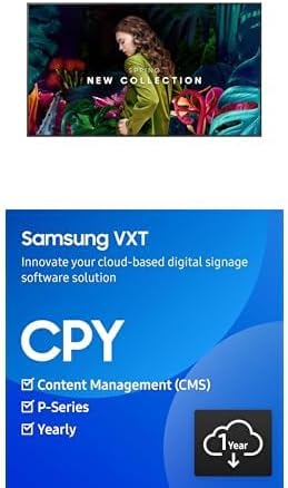 SAMSUNG 55' QBC 4K UHD Display + VXT Cloud Based Digital Signage Player, Content Management Software - P Series, 1 Year Subscription