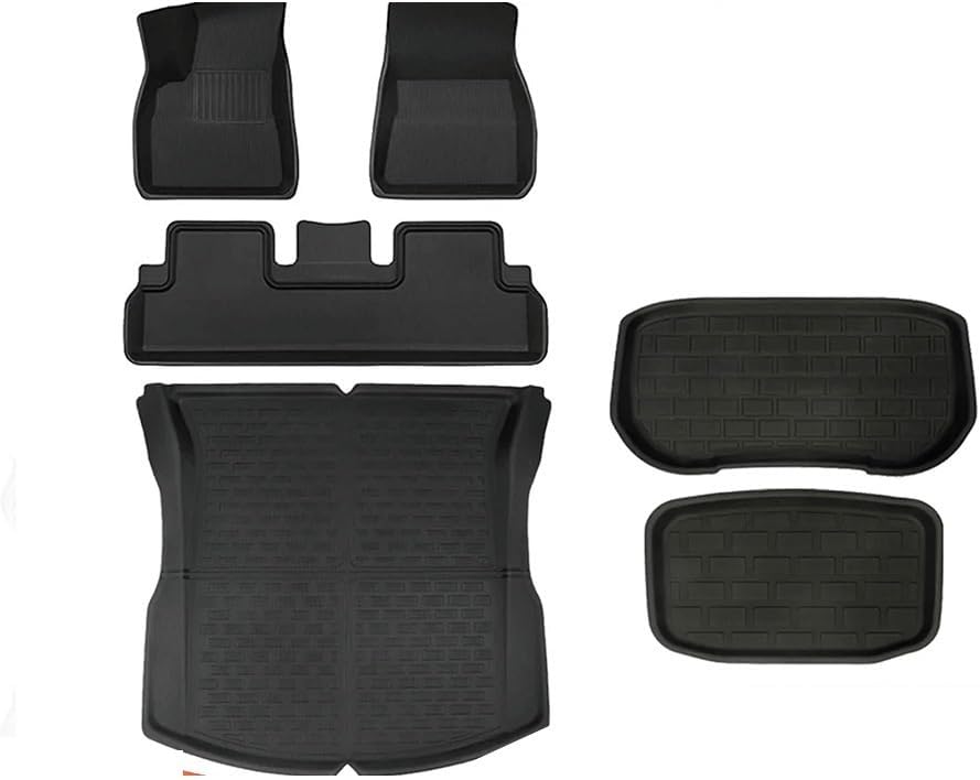 Compatible with Tesla Model 3 Highland 2024 XPE Floor Mats All Weather Trunk Floor Mat WP Non-Slip Cargo Liners Left Right Rubber(M3 6PCS LHD)