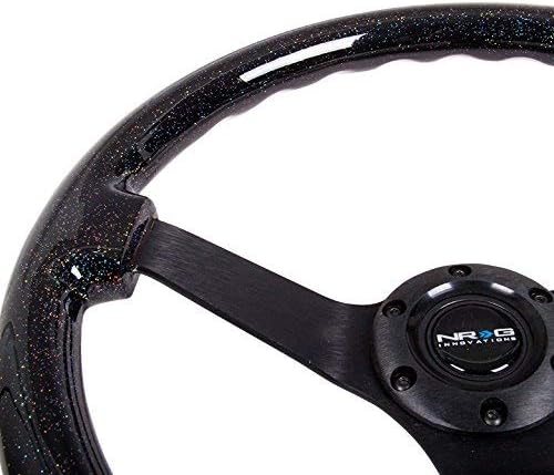 Auto Dynasty NRG Innovations Rein Replacement forced RST-036BSB-BK 350mm 3' Deep Dish Neo Chrome Spoke Galaxy Sparkle Wood Steering Wheel