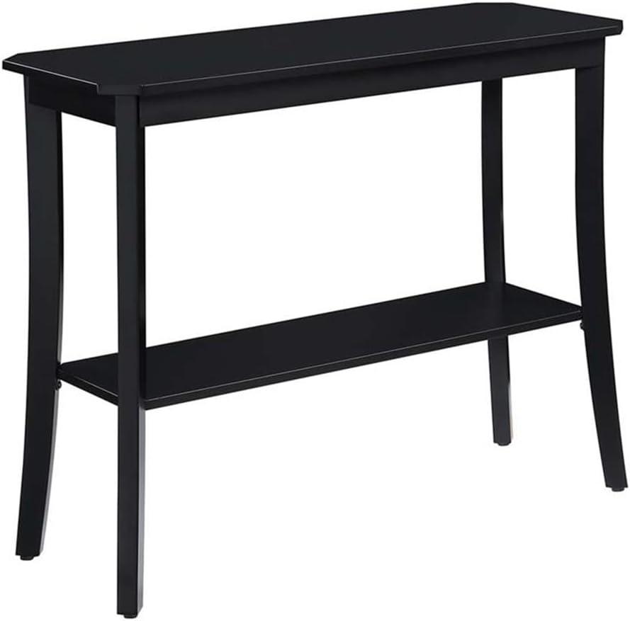 Pemberly Row Traditional Wood Console Table, Black Wood Finish, 30' H x 14' W x 38' D, Bottom Shelf for Additional Storage, Timeless Design, Easy Assembly Tools Included, Living Room or Entryway Table