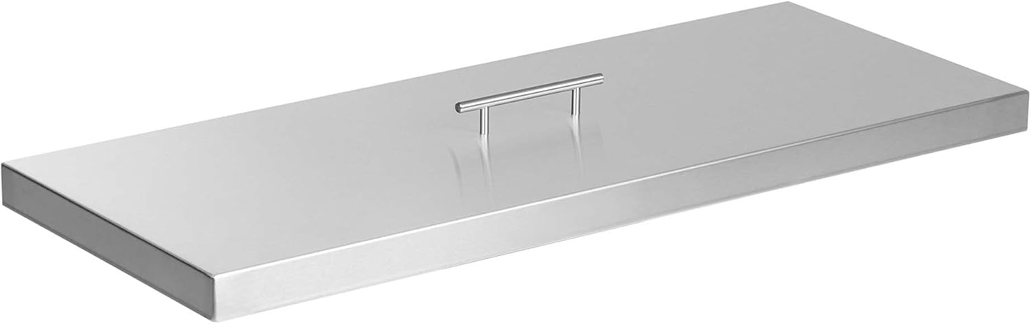 Celestial Fire Pit Cover for 30'x10' Rectangular Burner Pan (33' x 13' Actual Size), Stainless Steel, Wrapped Edge