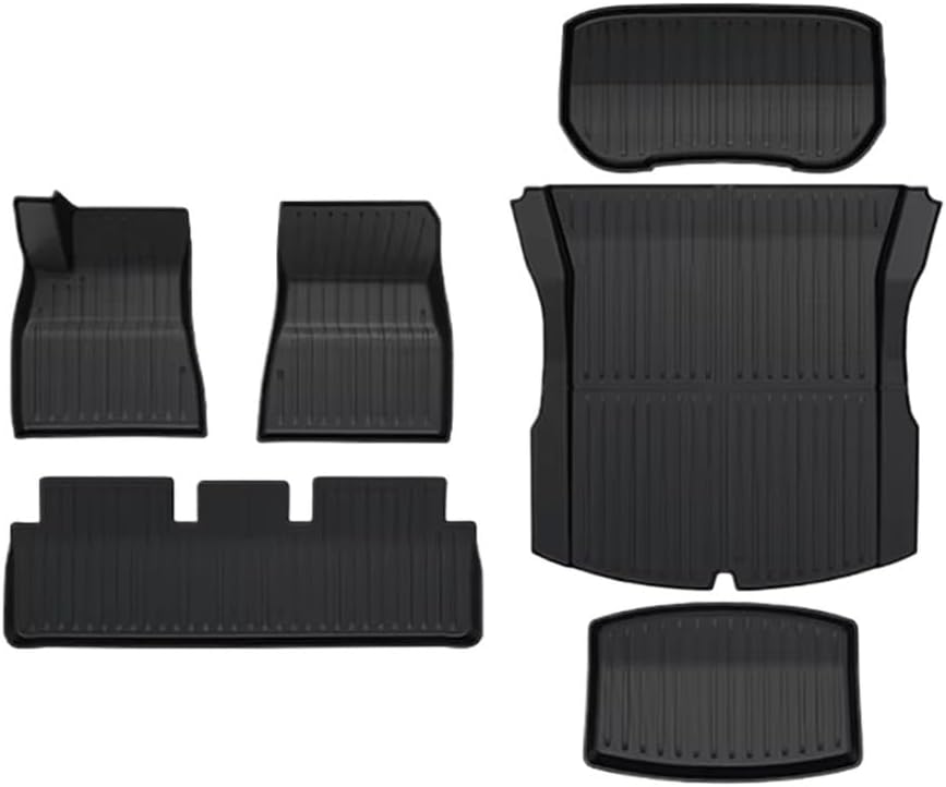 TPE Floor Mats Compatible with Tesla Model 3 2024 Cargo Liner Trunk Mat Pads Model 3 2024 Accessories(6pcs LHD)