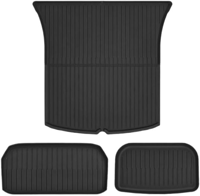 Compatible with Tesla Model 3 Highland 2024 TPE Full Cover Floor Mats with Door Sill Protector, Full Set Floor Liners Cargo Liner Seat Back(3PCS Trunk Mats)
