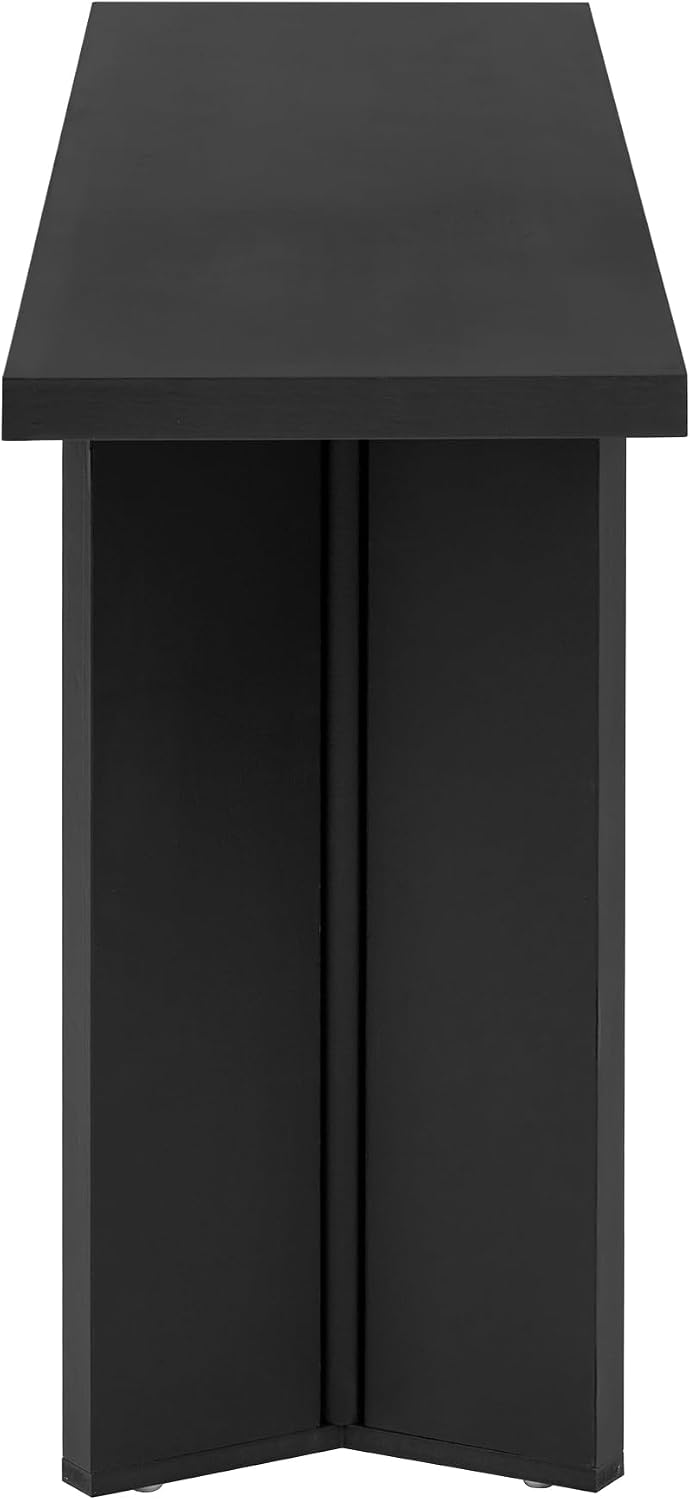 Ball & Cast 63' Pine Veneer Console Table, Modern Entryway Table with Geometric MDF Legs, Narrow Sofa Table for Living Room, Hallway & Study, Black Finish