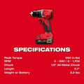 3601-21P Cordless Drill/Driver for Milwaukee M18 18V Compact Brushless 1/2' Drill/Driver Kit