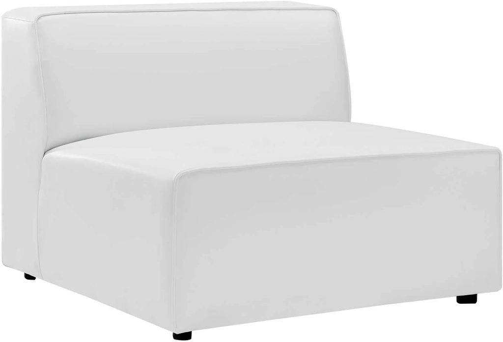 Modway Mingle Vegan Leather 3-Piece Sectional Sofa in White