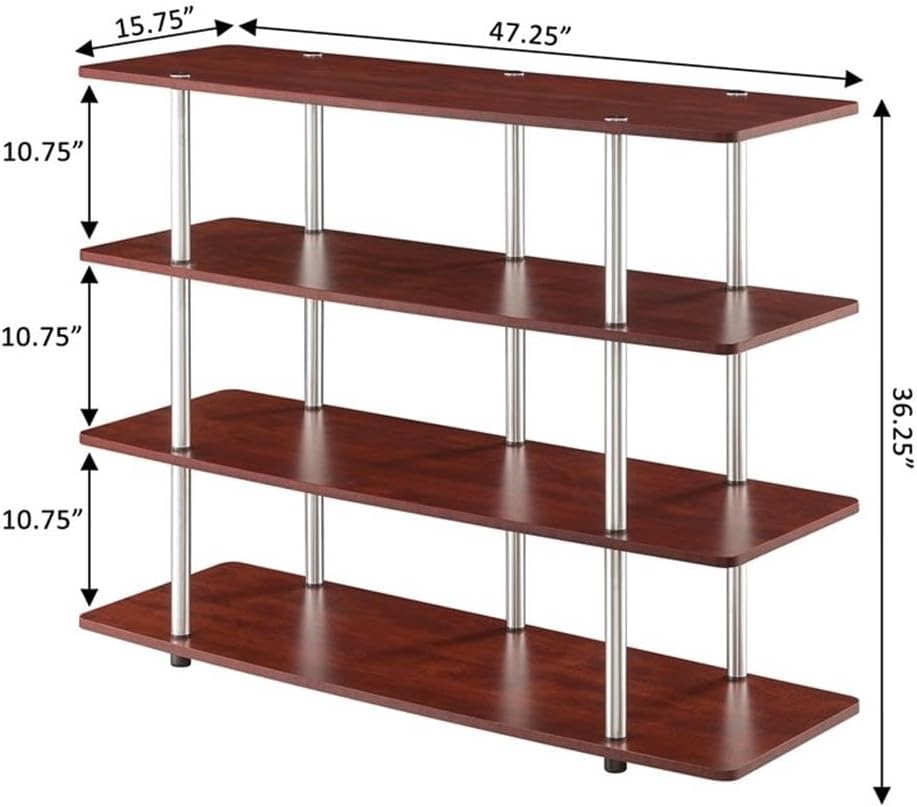 Convenience Concepts Designs2Go No Tools XL Highboy 4-Tier TV Stand 47.25' - Entertainment Center for TVs up to 55 Inches, Modern TV Console with Shelves for Living Room, Family Room, Cherry