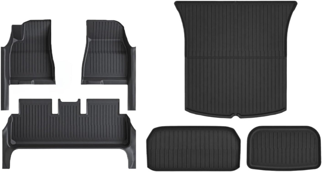 Compatible for Tesla Model 3 Highland 2024 TPE Full Cover Floor Mats with Door Sill Protector, Set Liners Cargo Liner Seat Back(6PCS Floor Mats)