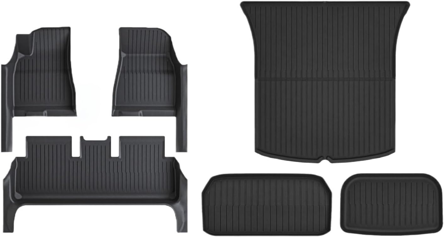 Compatible for Tesla Model 3 Highland 2024 TPE Full Cover Floor Mats with Door Sill Protector, Set Liners Cargo Liner Seat Back(6PCS Floor Mats)