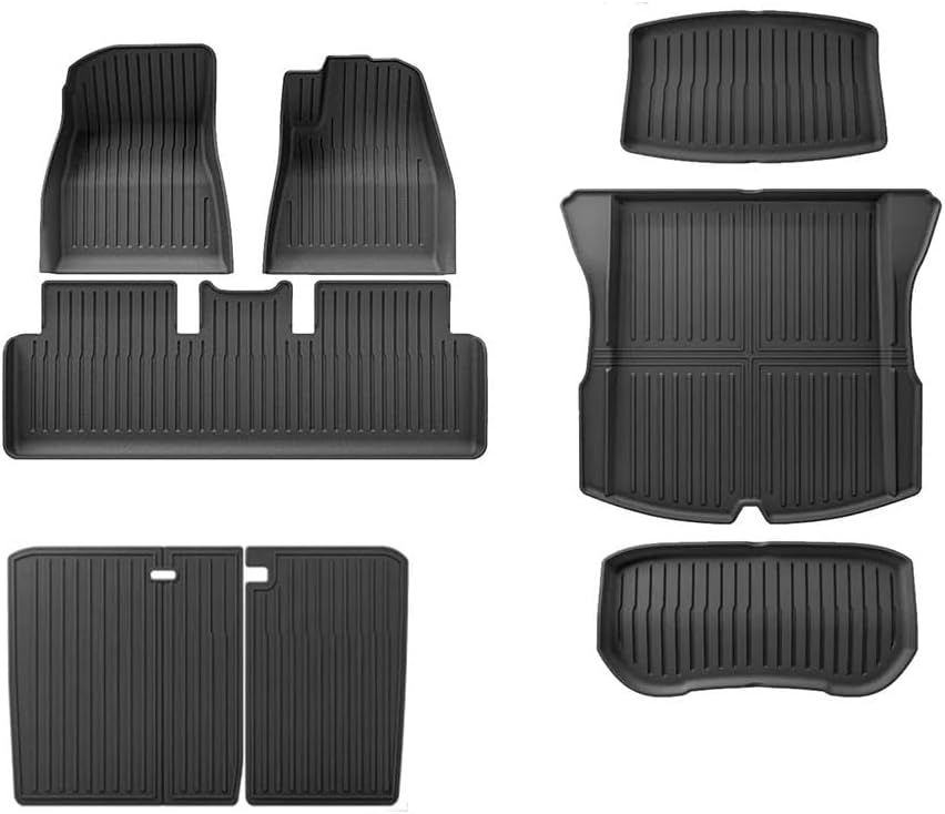 TPE 2024 Compatible with Tesla Model 3 Highland Floor Mats All Weather Front Rear Cargo Liner Mat, WP Mats Accessories(8pcs Full Set RHD)