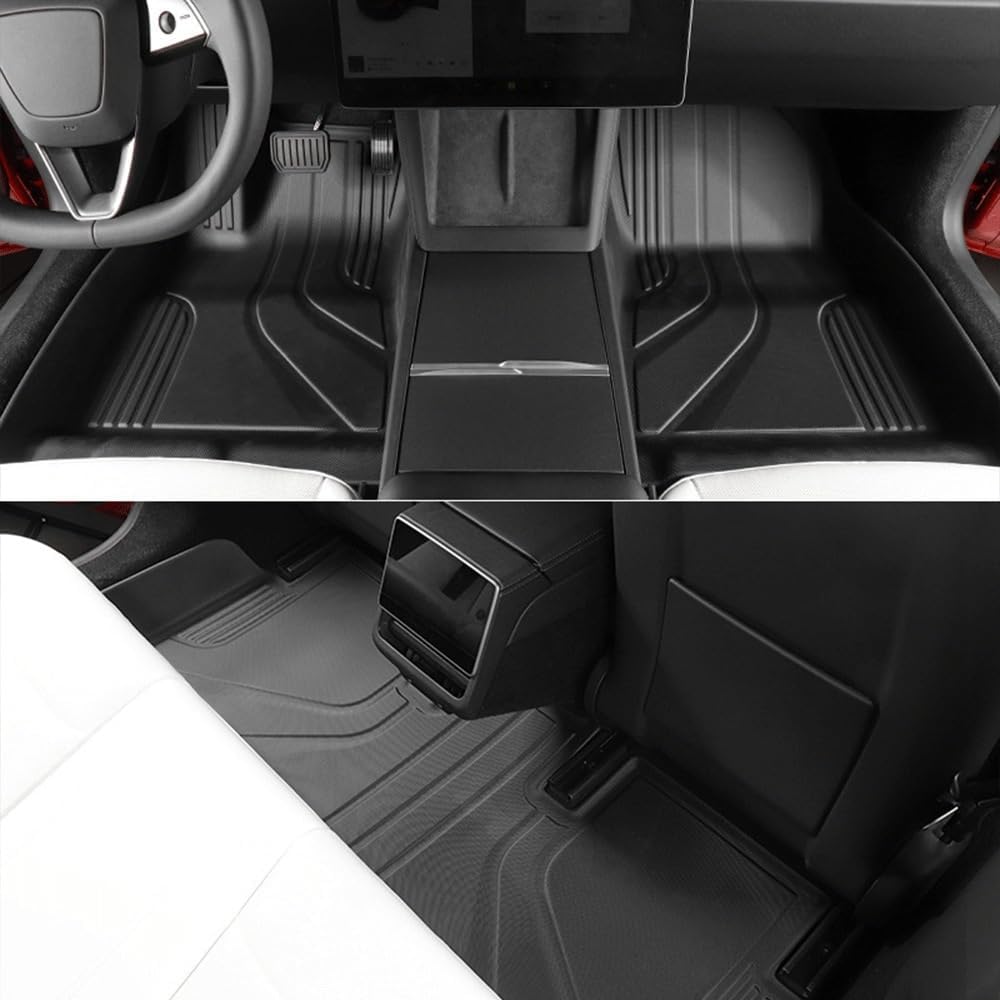 All-Weather TPE Floor Mats Compatible with Tesla Model 3 Highland 2024 Generation Full Set Cargo Liner and Rear Seat Back Mats LHD(4pcs LHD)