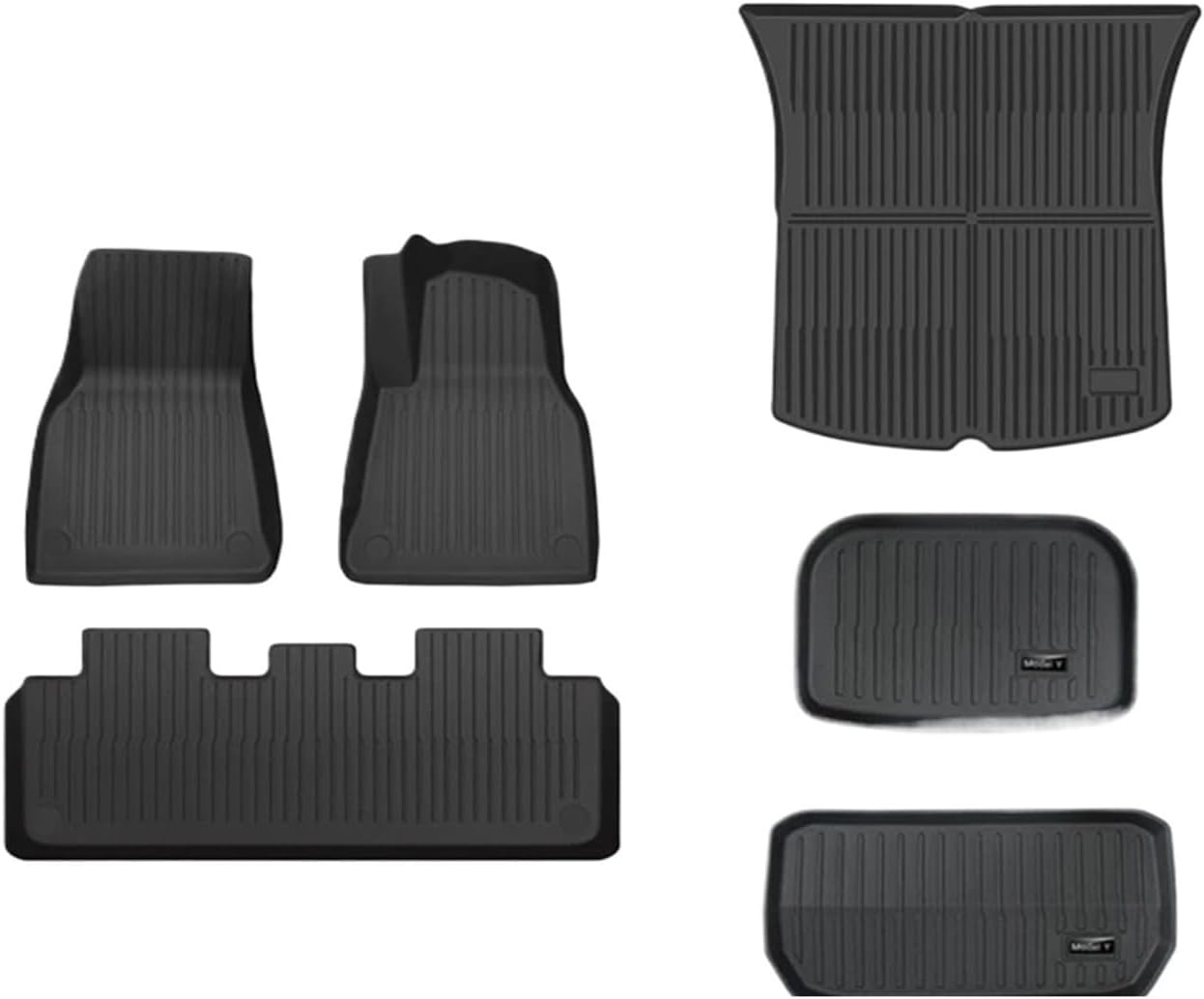 Floor Mats for Tesla Model 3 Y 2021-2024 5-Seater Custom Fit All Weather Heavy Duty TPE Cargo Liner Trunk Accessories(Y TPE RHD 6PCS)