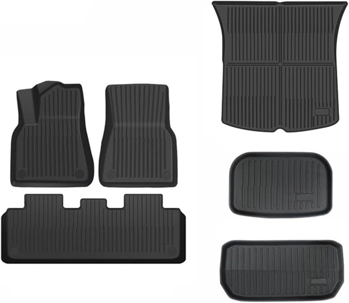 Floor Mats Compatible with Tesla Model 3 Y 2021-2024 5-Seater Custom All Weather Heavy Duty TPE Cargo Liner Trunk Accessories(Y TPE LHD 6PCS)