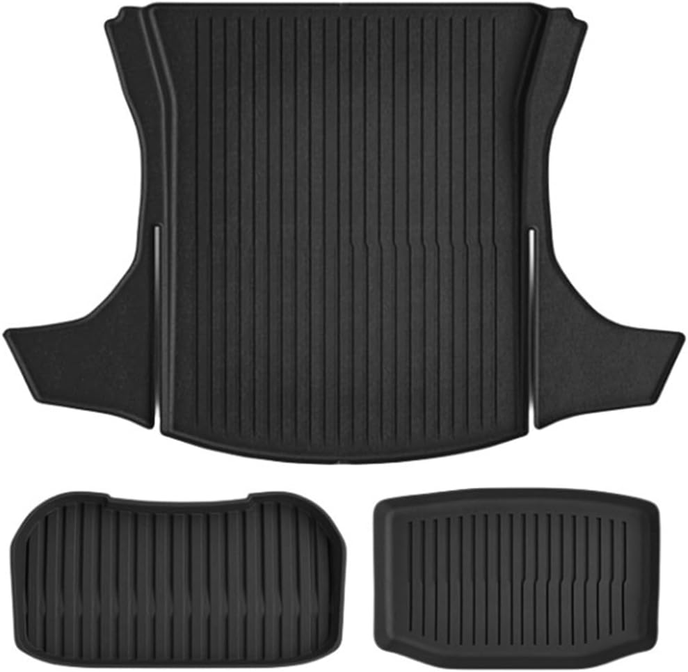 Fully Protection Floor Liners 2024 2025 Compatible with Tesla Model 3 Highland Floor Mats with Door Sill Protector Front Rear Cargo Liner(3PCS Trunk Frunk)