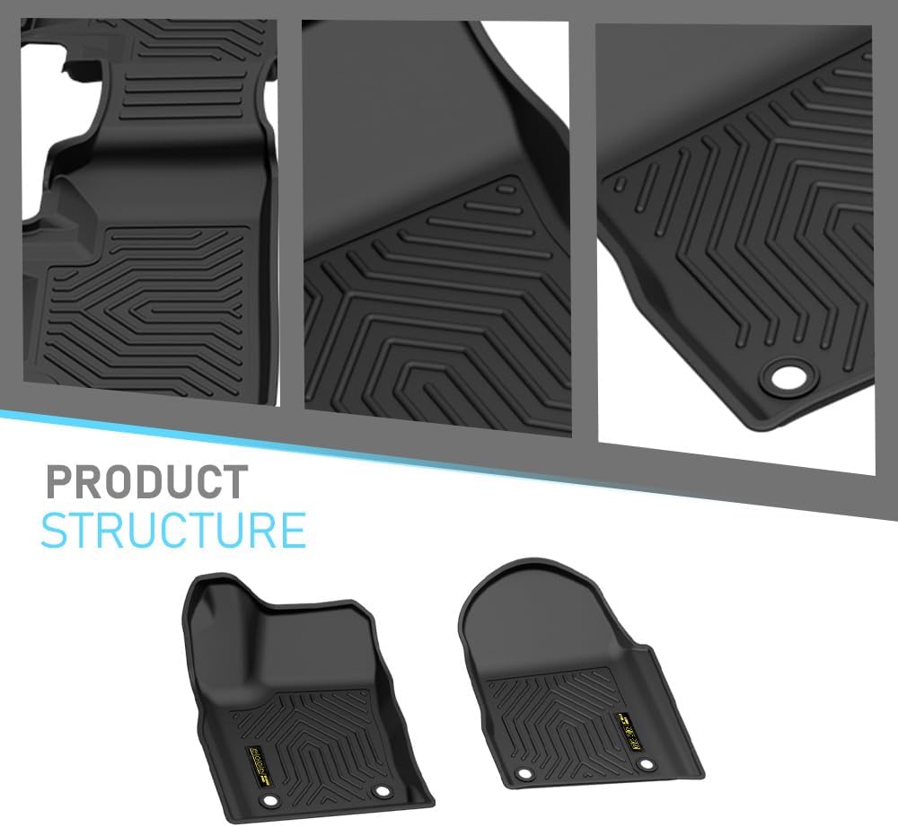 ALLGOOD TPE All Weather Car Floor Mats Fit Dodge Durango 7 Seats 2016-2025 7PCS Floor Liners for Car Black