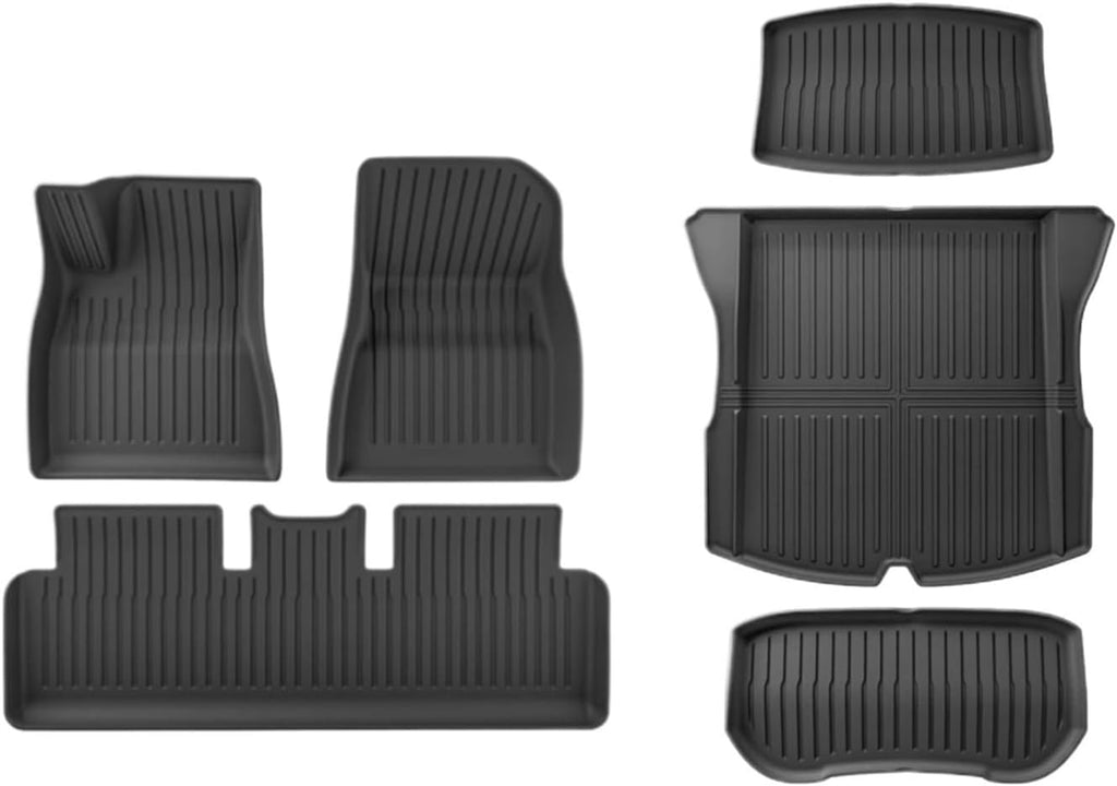 TPE 2024 Compatible with Tesla Model 3 Highland Floor Mats All Weather Front Rear Cargo Liner Mat, Waterproof Anti-Slip Mats Accessories(6pcs LHD)
