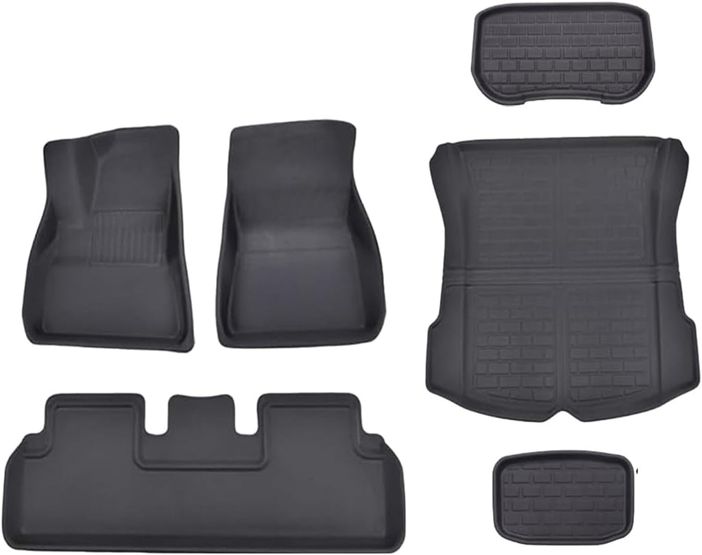 All Weather XPE Floor Mats Compatible with Tesla Model 3 Highland 2024, Waterproof Anti-Slip Front Rear Cargo Liner Trunk Mat(6PCS LHD Floor Mats)