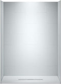 WOODBRIDGE 60 in. L x 36 in. W x 75 in. H Alcove Solid Surface Shower Combo Kits with Glue Up Shower Walls in Matte White and Curbless Shower Base with Center Drain in Black