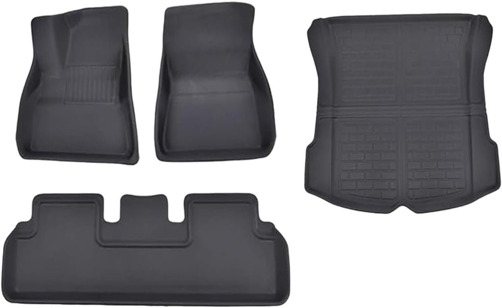 All Weather XPE Floor Mats Compatible with Tesla Model 3 Highland 2024, Waterproof Anti-Slip Front Rear Cargo Liner Trunk Mat(4PCS LHD Floor Mats)