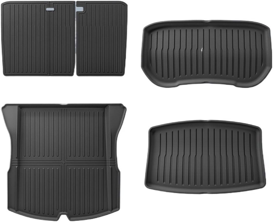 Auto Parts Compatible with Tesla Model 3 Highland 2024 Rear Seat Backrest Protective Pad Trunk Mat Cargo Liner Anti-Kick Pad Car Accessories(Trunk mat 5pcs)