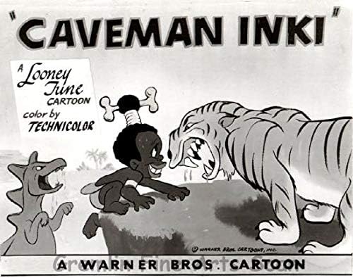 Inki and the Saber-Toothed Tiger in'Caveman Inki' Directed by Chuck Jones. Released on 11/25/1950Studio Lobby Card Publicity Still - Warner Brothers