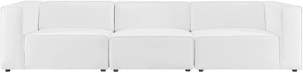 Modway Mingle Vegan Leather 3-Piece Sectional Sofa in White