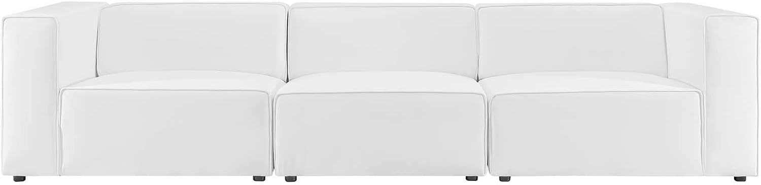 Modway Mingle Vegan Leather 3-Piece Sectional Sofa in White