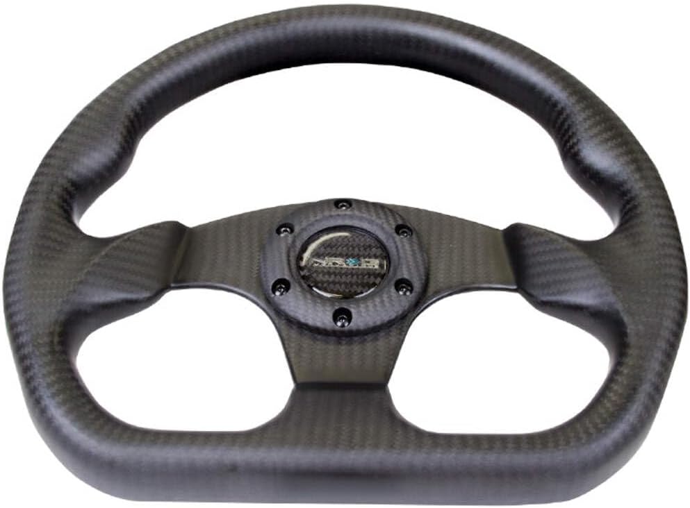 NRG Innovations NRG-ST-009CF-MB Steering Wheel - Matte Black CARBON FIBER STEERING WHEEL 320mm FLAT BOTTOM
